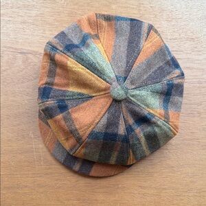 Vintage Plaid Wool Newsboy Cap
